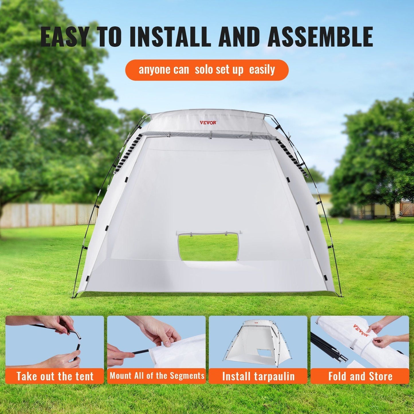 VEVOR Portable Paint Booth, Larger Spray Paint Tent with Built-in Floor & Mesh Screen, Painting Tent Station for Furniture DIY Hobby Tool, 7.5x5.2x5.2ft Spray Paint Shelter - Renee Lane Company