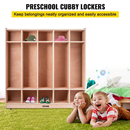 VEVOR Preschool Cubby Lockers 5-Section Plywood Birch Coat Locker 15MM Thickness Kids Locker for Home 48.4 Inch High Durable Classroom Lockers for Toddlers and Kids Commercial or Personal Use - Renee Lane Company