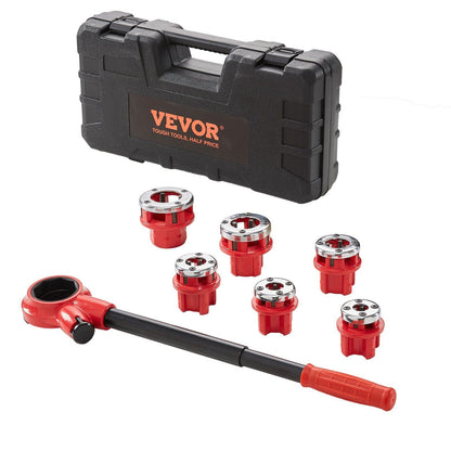 VEVOR Ratchet Pipe Threader Kit, 1/4" NPT - 1-1/4" NPT Manual Ratcheting Pipe Threader, Portable Pipe Threading Tool Set with 6PCS NPT Dies, Storage Case for Galvanized Aluminum Iron Copper Pipes - Renee Lane Company