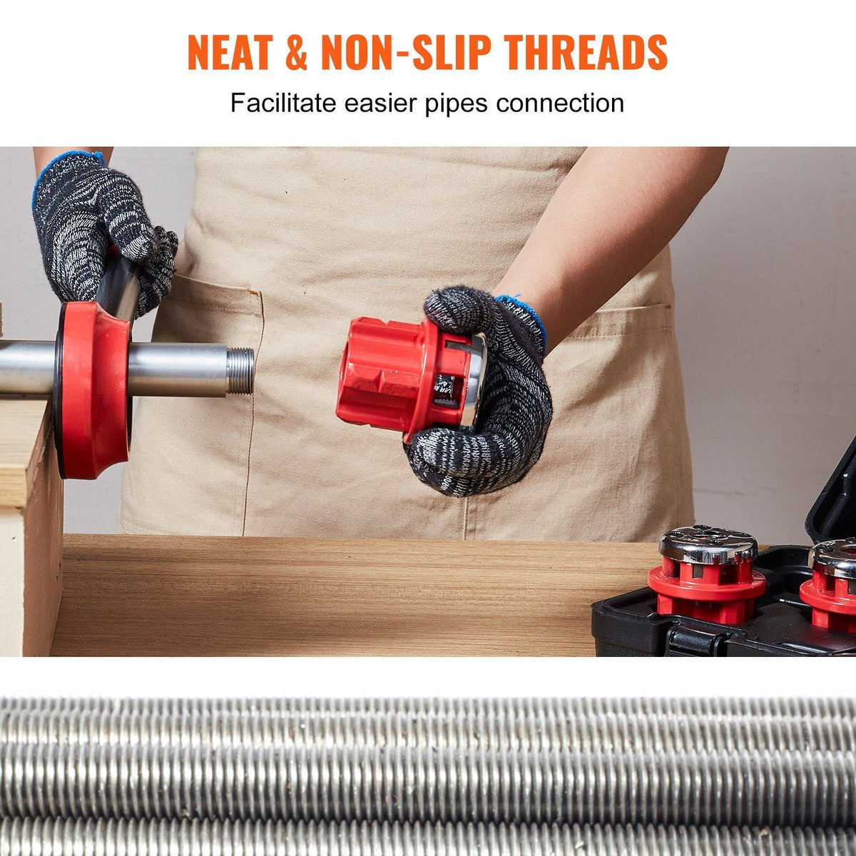 VEVOR Ratchet Pipe Threader Kit, 1/4" NPT - 1-1/4" NPT Manual Ratcheting Pipe Threader, Portable Pipe Threading Tool Set with 6PCS NPT Dies, Storage Case for Galvanized Aluminum Iron Copper Pipes - Renee Lane Company