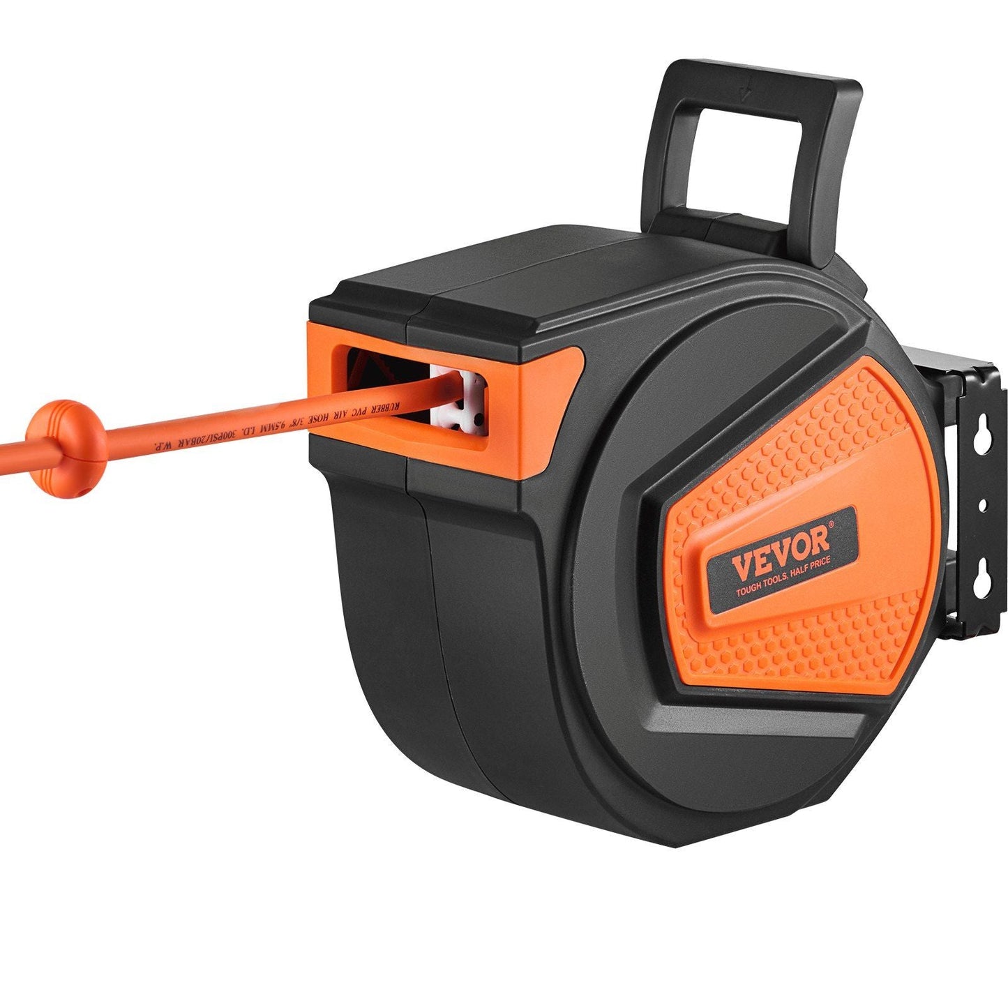 VEVOR Retractable Air Hose Reel, 3/8 IN x 50 FT Hybrid Air Hose Max 300PSI, Air Compressor Hose Reel with 5 ft Lead in, Ceiling / Wall Mount Enclosed Air Reel, 180° Swivel Mount - Renee Lane Company