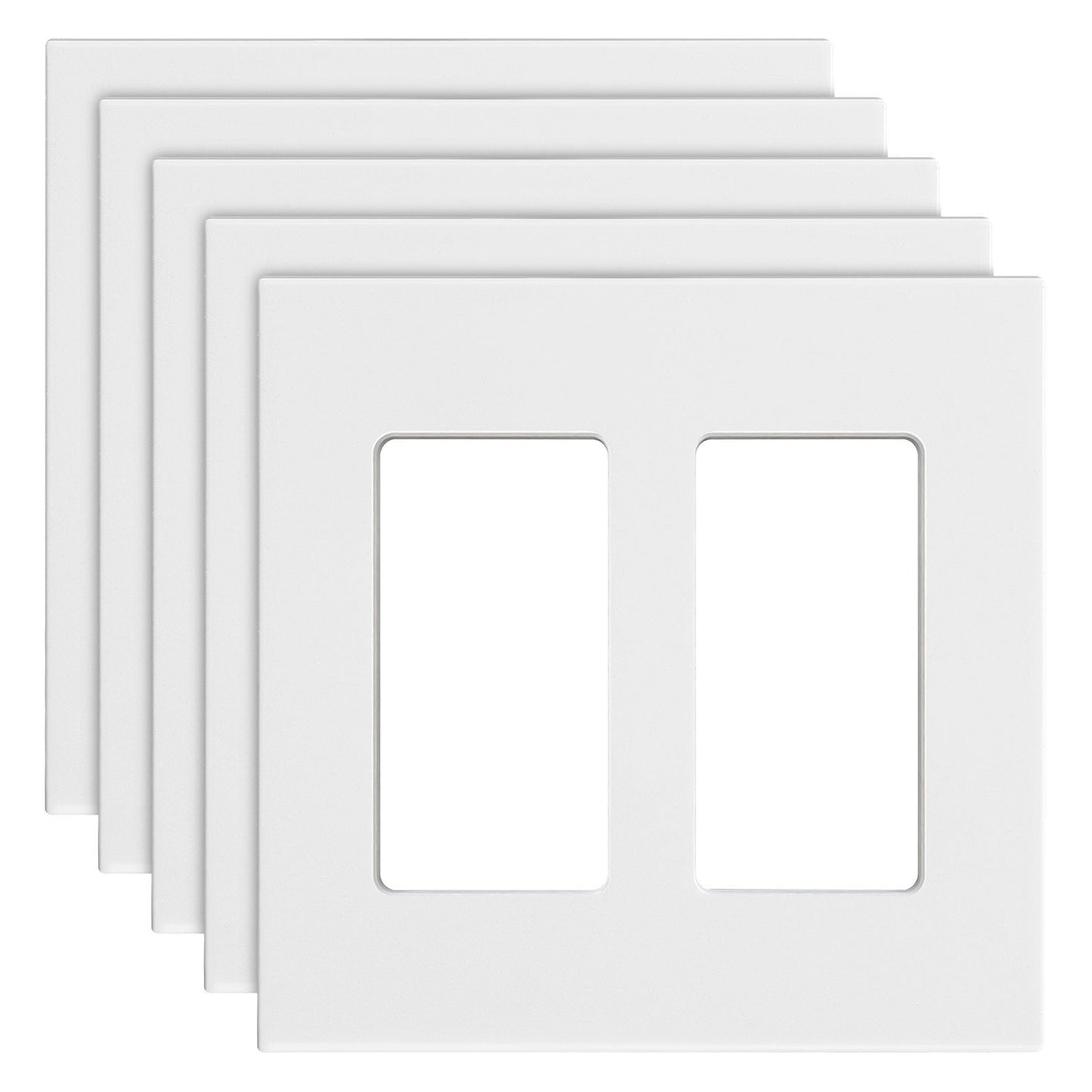 VEVOR Rocker Light Switch Wall Plates, 2-Gang Decorative Outlet Covers,Standard Size 4.57in L x 4.53in H Unbreakable Polycarbonate Thermoplastic Faceplate for Receptacle Outlet&Switch(5 Pack, White) - Renee Lane Company