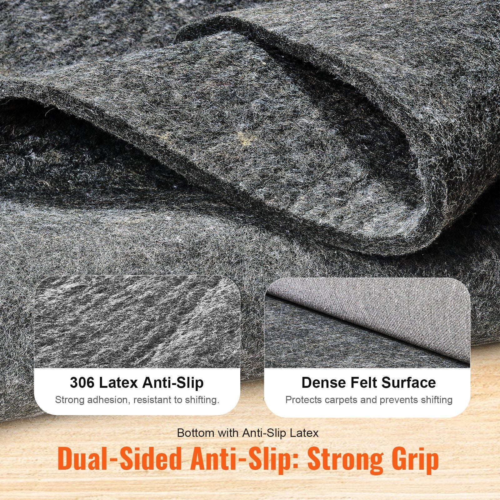 VEVOR Rug Pad Gripper 4' x 6' Protective Carpet Pad 0.47" Thick for All Floors - Renee Lane Company
