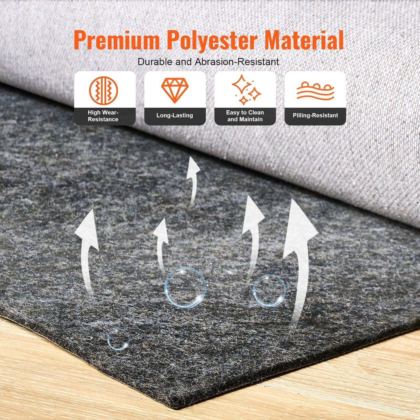 VEVOR Rug Pad Gripper 4' x 6' Protective Carpet Pad 0.47" Thick for All Floors - Renee Lane Company
