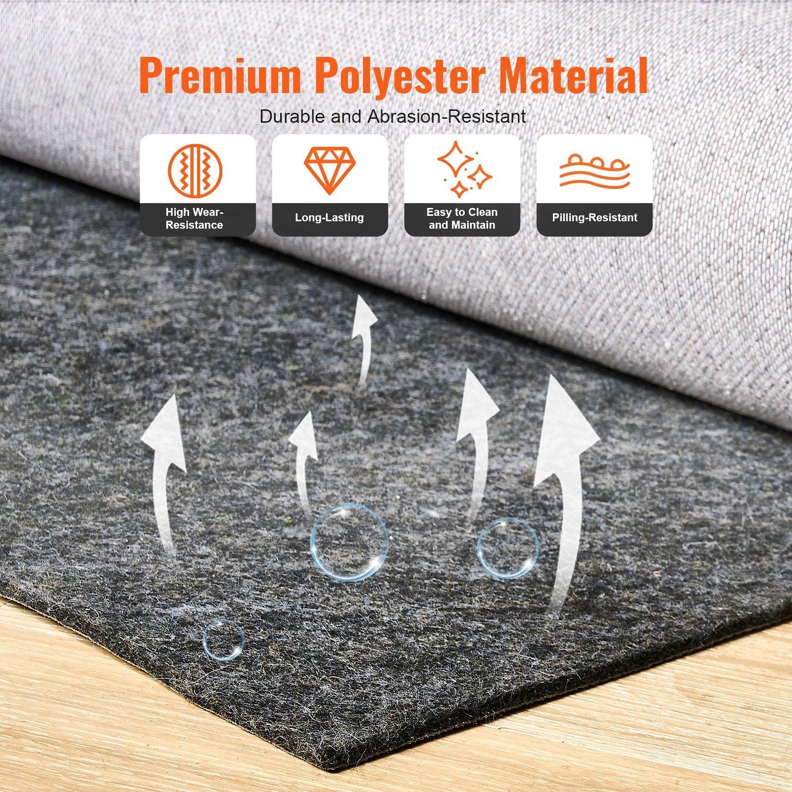 VEVOR Rug Pad Gripper 4' x 6' Protective Carpet Pad 0.47" Thick for All Floors - Renee Lane Company