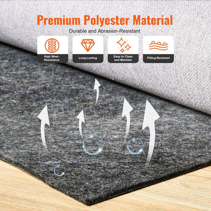 VEVOR Rug Pad Gripper 4' x 6' Protective Carpet Pad 0.47" Thick for All Floors - Renee Lane Company