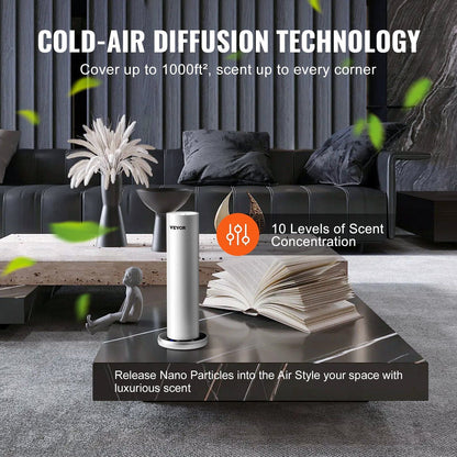 VEVOR Scent Air Machine for Home, 120ml Bluetooth Smart Cold Air Diffuser, 1000sq.ft Waterless Essential Oil Scent Air Diffuser, Floor Standing Aromatherapy Machine for Spa, Yoga, Home, Office, Hotel - Renee Lane Company
