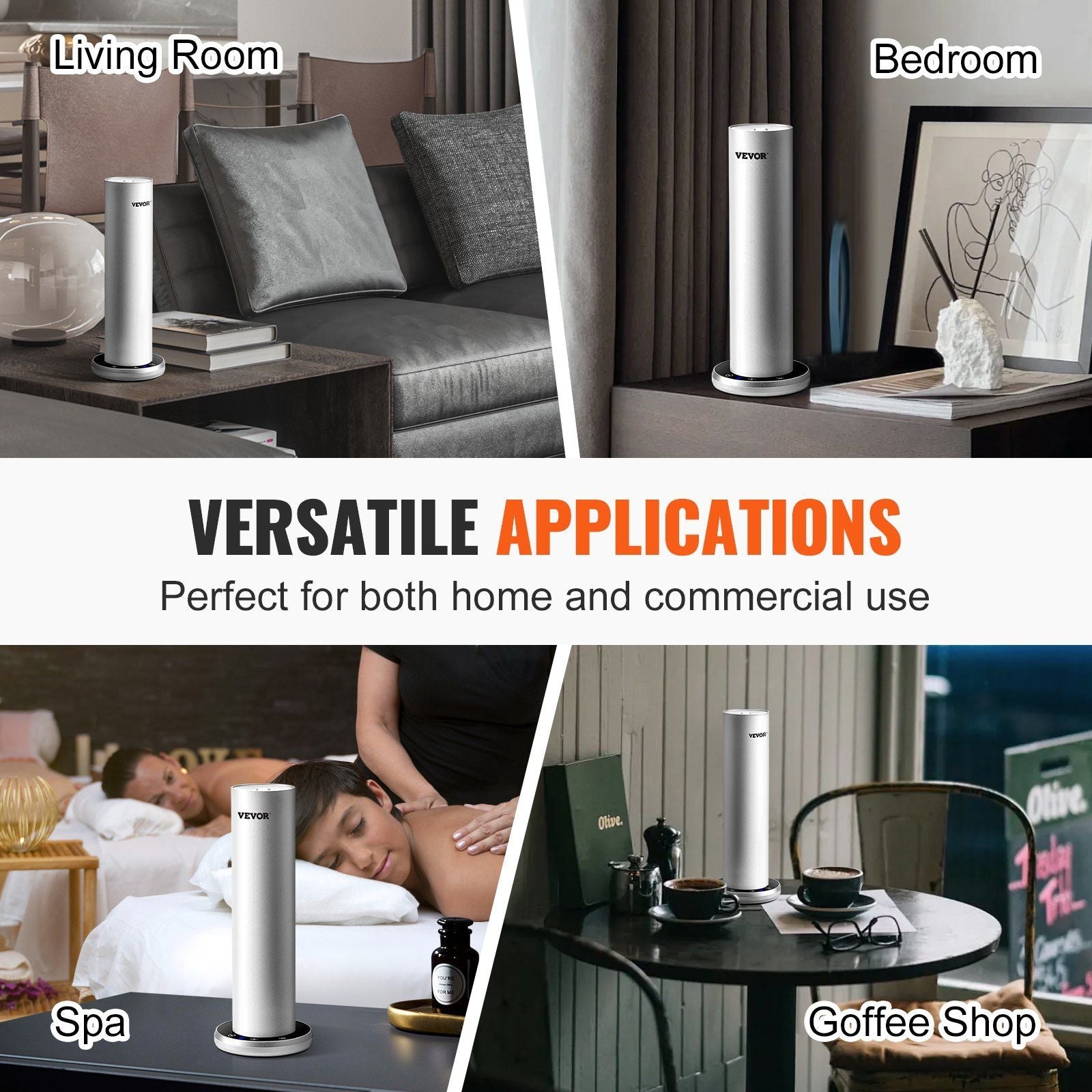 VEVOR Scent Air Machine for Home, 120ml Bluetooth Smart Cold Air Diffuser, 1000sq.ft Waterless Essential Oil Scent Air Diffuser, Floor Standing Aromatherapy Machine for Spa, Yoga, Home, Office, Hotel - Renee Lane Company