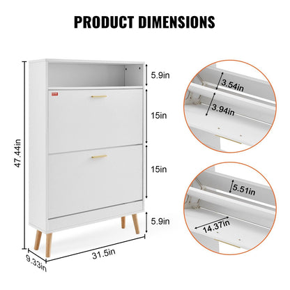 VEVOR Shoe Cabinet with 2 Flip Drawers, Shoe Storage Cabinet for Entryway, Free Standing Shoe Storage Organizer with Top Storage Cubby for Heels, Boots, Slippers in Hallway, Living Room - Renee Lane Company