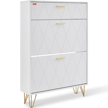 VEVOR Shoe Cabinet with 3 Flip Drawers, Shoe Storage Cabinet for Entryway, Free Standing Shoe Storage Organizer for Heels, Boots, Slippers in Hallway, Living Room - Renee Lane Company