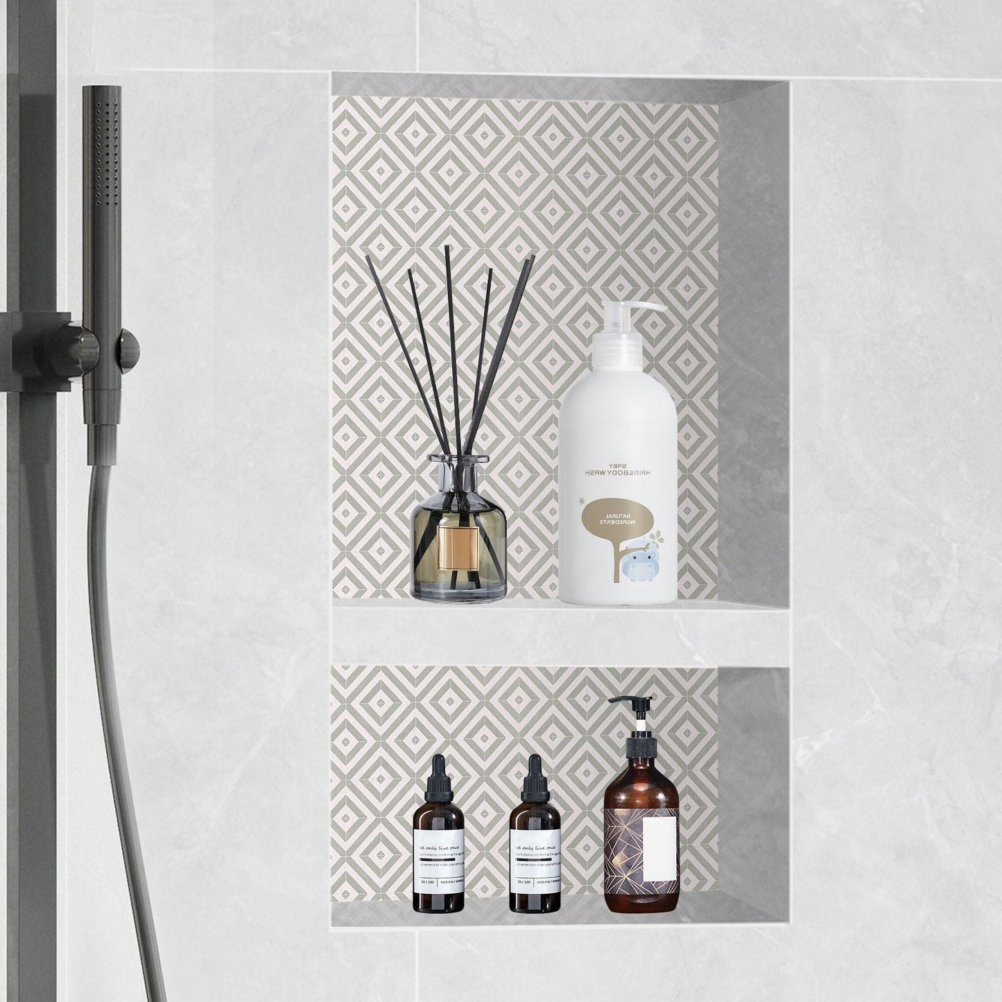 VEVOR Shower Niche Ready for Tile 16" x 24", Double Shelf Organizer, Square Corners Wall-inserted Niche Recessed, Sealed Protection Modern Soap Storage Niche for Shower Bathroom, Black - Renee Lane Company