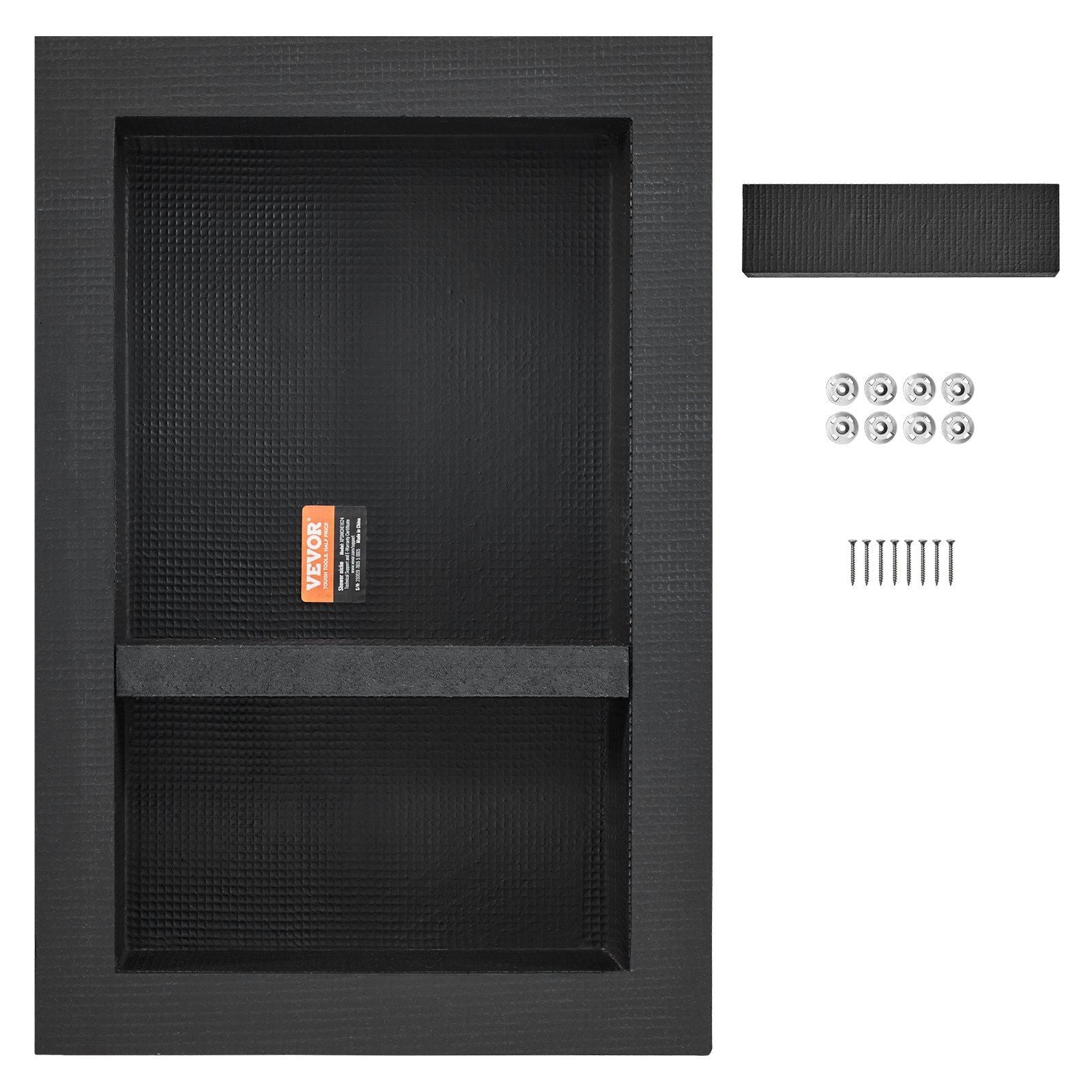 VEVOR Shower Niche Ready for Tile 16" x 24", Double Shelf Organizer, Square Corners Wall-inserted Niche Recessed, Sealed Protection Modern Soap Storage Niche for Shower Bathroom, Black - Renee Lane Company