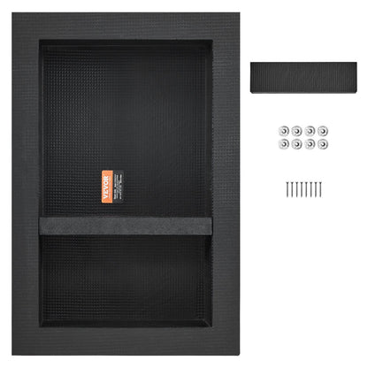 VEVOR Shower Niche Ready for Tile 16" x 24", Double Shelf Organizer, Square Corners Wall-inserted Niche Recessed, Sealed Protection Modern Soap Storage Niche for Shower Bathroom, Black - Renee Lane Company