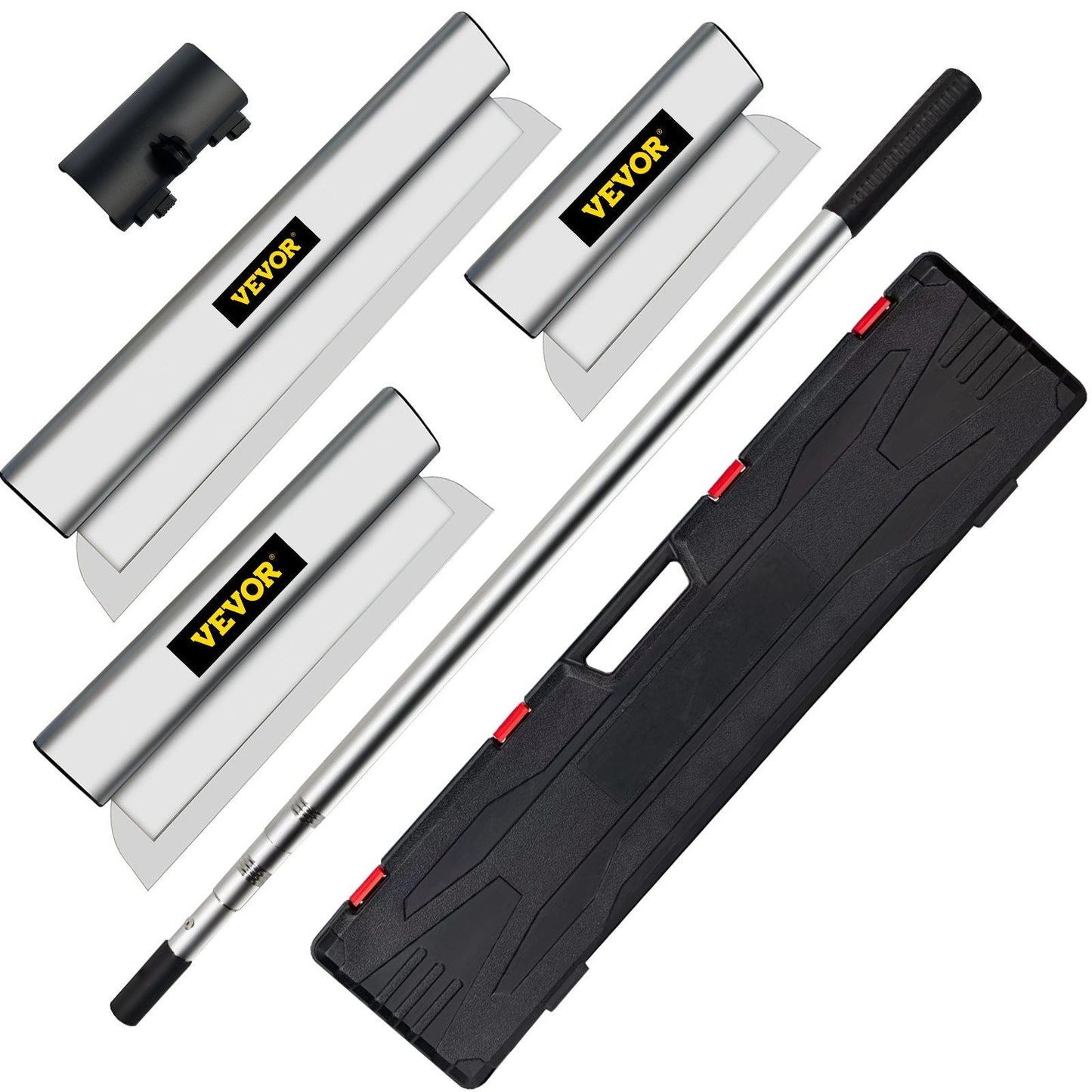 VEVOR Skimming Blade Set,10"+24"+32" Blades + 35"-78" Extension Handle, European Stainless Steel Construction Knife, Aluminum Blade Profile Smoothing Knockdown Spatula for Gyprock/Drywall/Wall-Board - Renee Lane Company