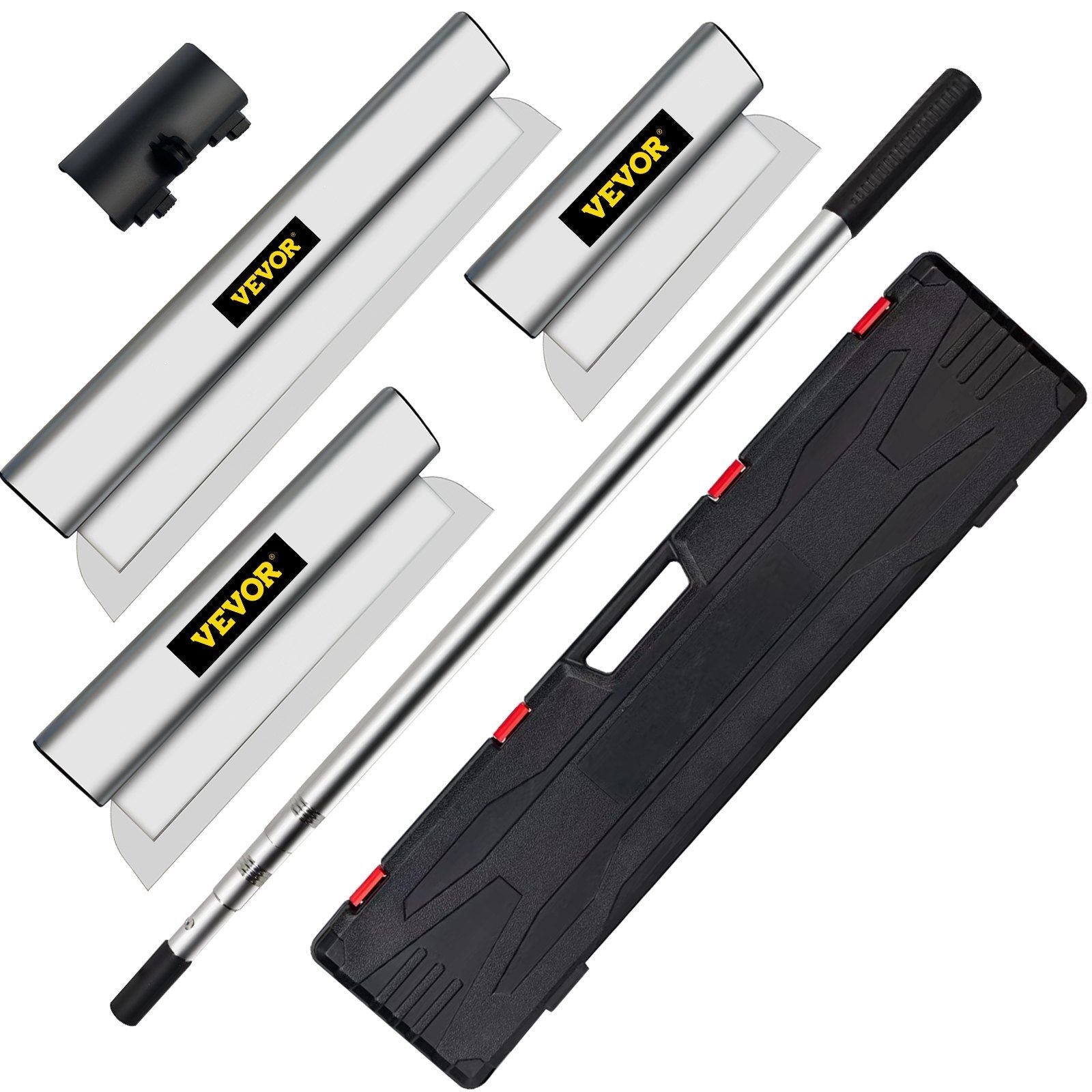 VEVOR Skimming Blade Set,10"+24"+32" Blades + 35"-78" Extension Handle, European Stainless Steel Construction Knife, Aluminum Blade Profile Smoothing Knockdown Spatula for Gyprock/Drywall/Wall-Board - Renee Lane Company