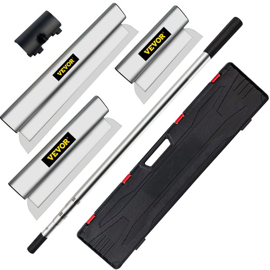 VEVOR Skimming Blade Set,10"+24"+32" Blades + 35"-78" Extension Handle, European Stainless Steel Construction Knife, Aluminum Blade Profile Smoothing Knockdown Spatula for Gyprock/Drywall/Wall-Board - Renee Lane Company
