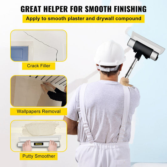 VEVOR Skimming Blade Set,10"+24"+32" Blades + 35"-78" Extension Handle, European Stainless Steel Construction Knife, Aluminum Blade Profile Smoothing Knockdown Spatula for Gyprock/Drywall/Wall-Board - Renee Lane Company