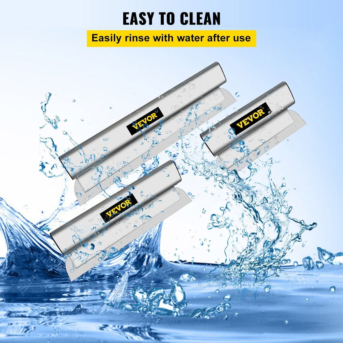 VEVOR Skimming Blade Set,10"+24"+32" Blades + 35"-78" Extension Handle, European Stainless Steel Construction Knife, Aluminum Blade Profile Smoothing Knockdown Spatula for Gyprock/Drywall/Wall-Board - Renee Lane Company