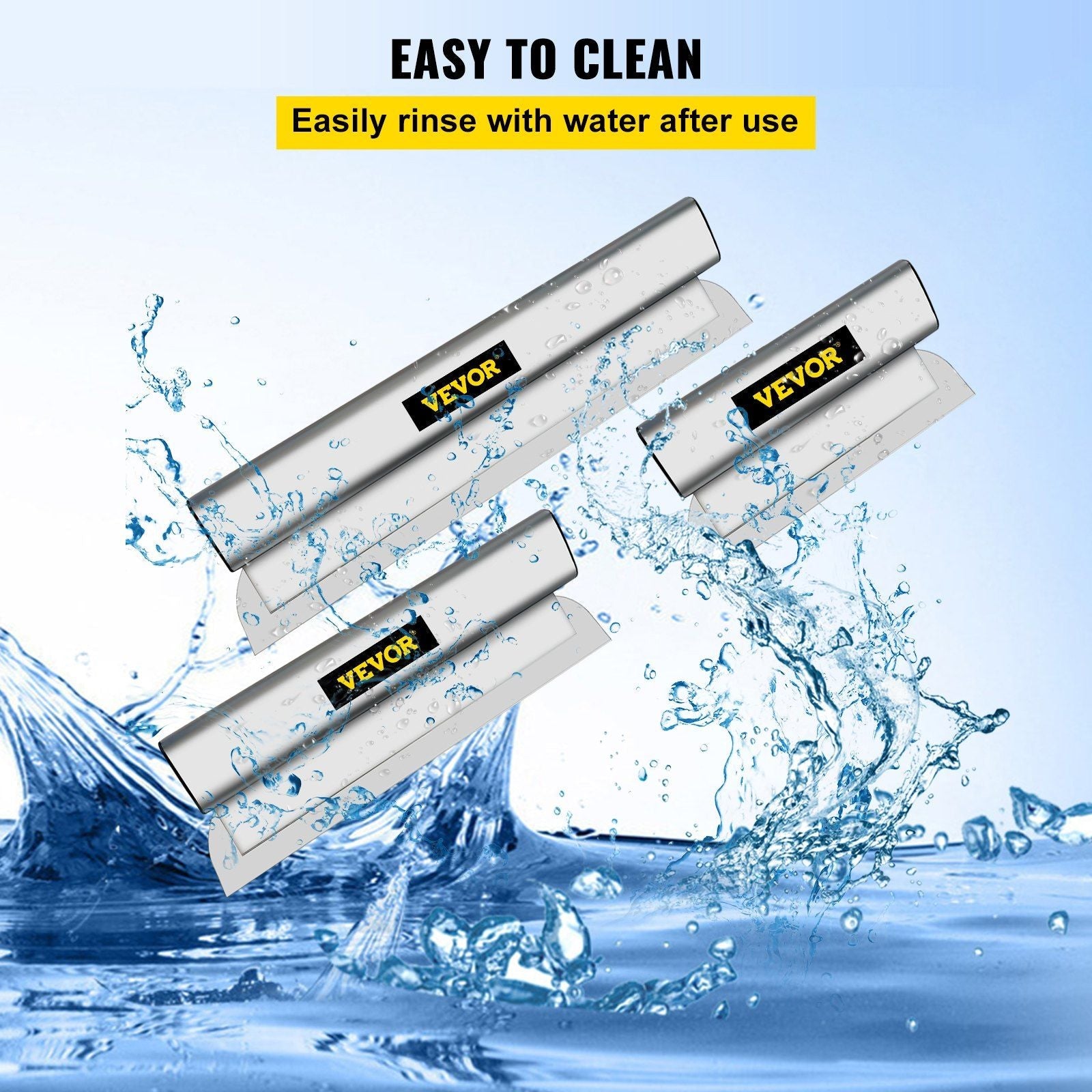 VEVOR Skimming Blade Set,10"+24"+32" Blades + 35"-78" Extension Handle, European Stainless Steel Construction Knife, Aluminum Blade Profile Smoothing Knockdown Spatula for Gyprock/Drywall/Wall-Board - Renee Lane Company