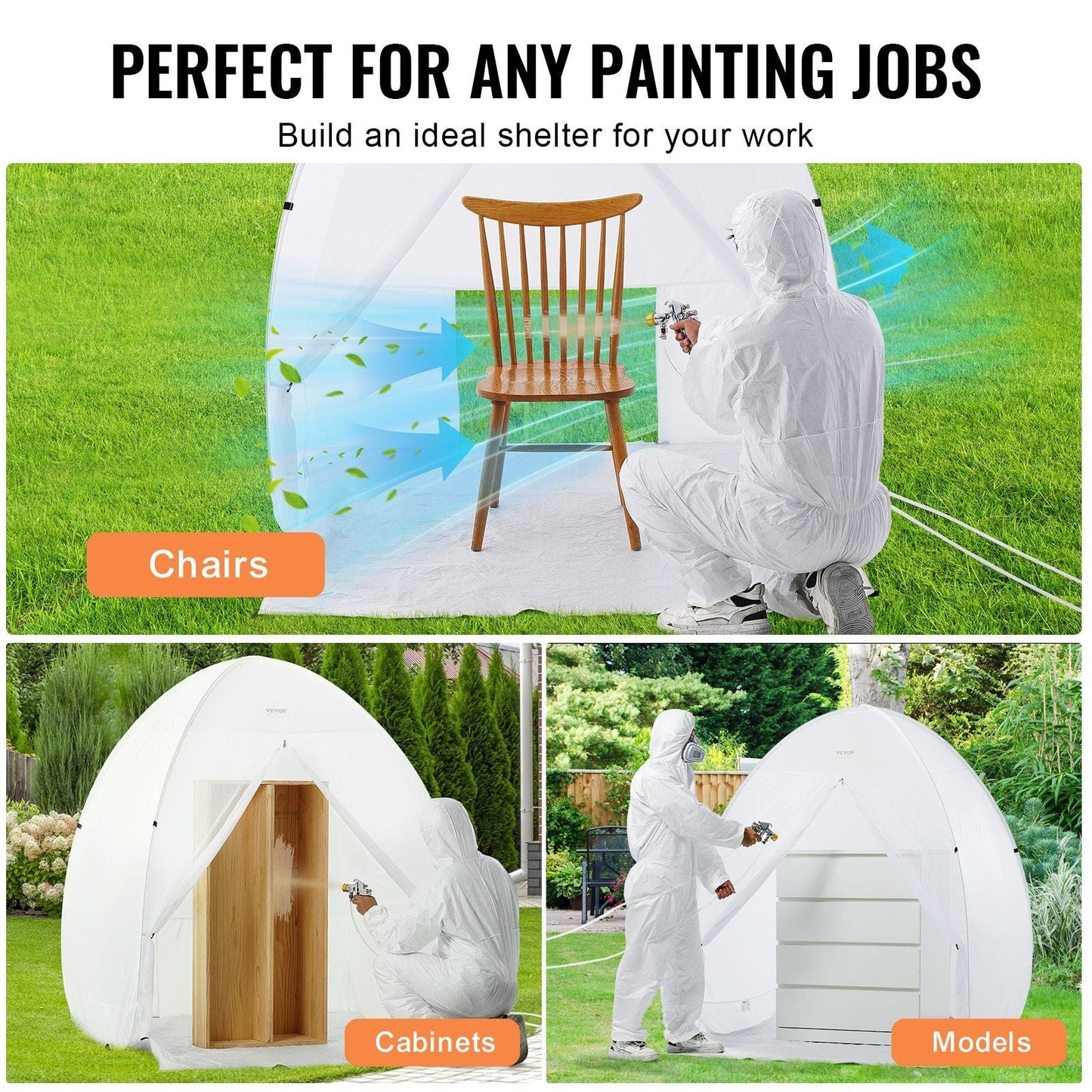 VEVOR Spray Paint Shelter Portable Spray Paint Tent Booth 60x60x70 in Pop Up - Renee Lane Company