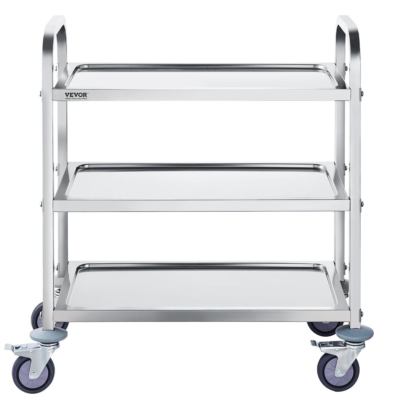 VEVOR Stainless Steel Cart, 3 Layers Lab Utility Cart 400 lbs Weight Capacity, Medical Cart with Lockable Universal Wheels, for Lab, Clinic, Kitchen, Salon - Renee Lane Company