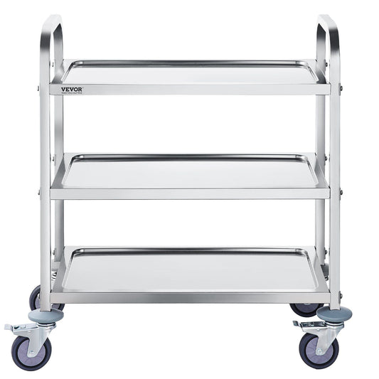 VEVOR Stainless Steel Cart, 3 Layers Lab Utility Cart 400 lbs Weight Capacity, Medical Cart with Lockable Universal Wheels, for Lab, Clinic, Kitchen, Salon - Renee Lane Company