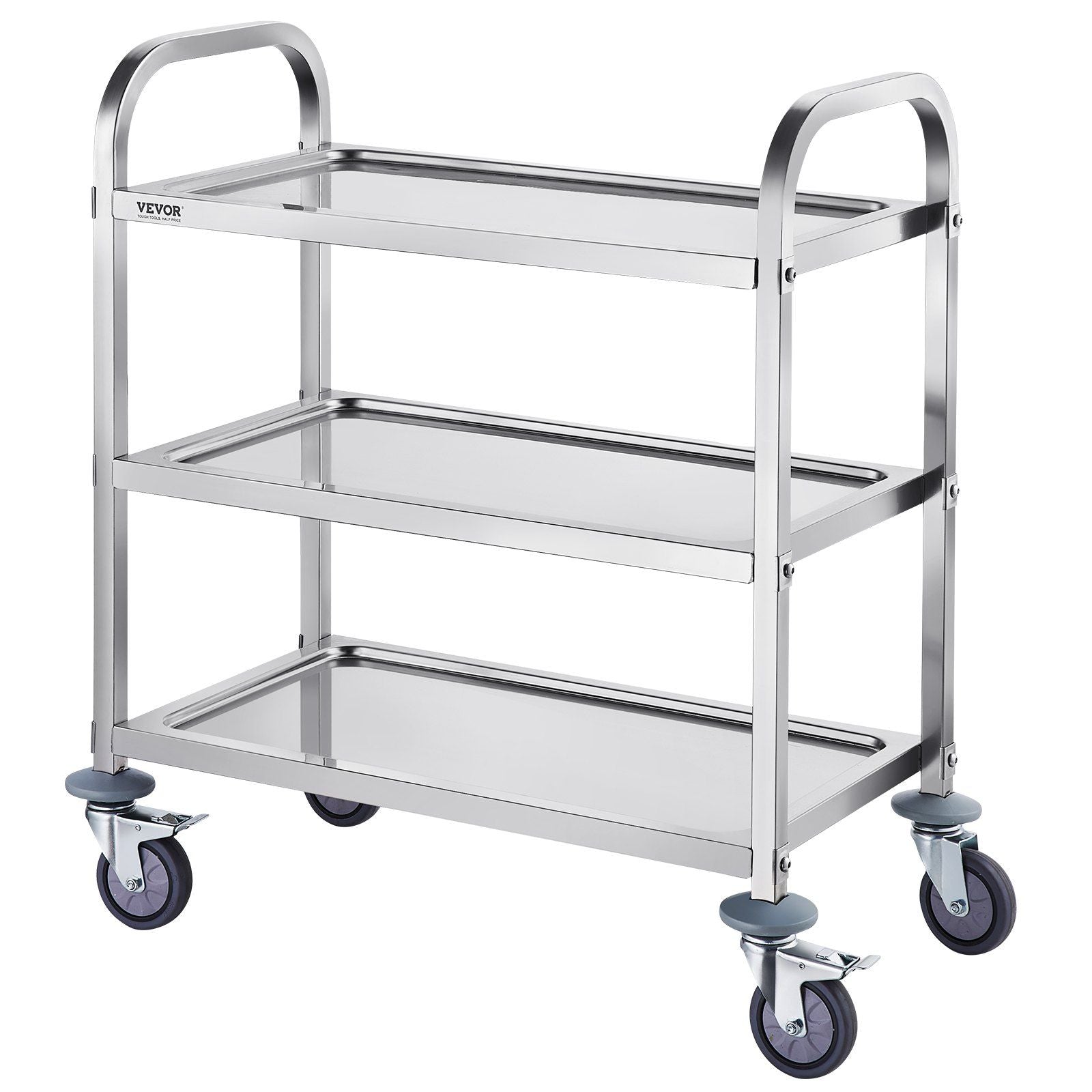 VEVOR Stainless Steel Cart, 3 Layers Lab Utility Cart 400 lbs Weight Capacity, Medical Cart with Lockable Universal Wheels, for Lab, Clinic, Kitchen, Salon - Renee Lane Company