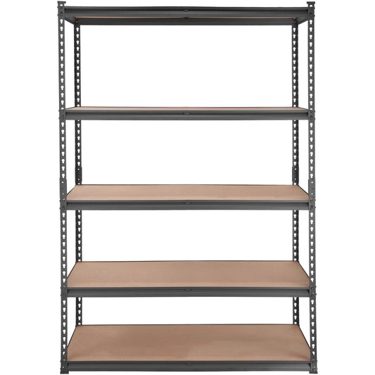 VEVOR Storage Shelving Unit, 5-Tier Adjustable, 2000 lbs Capacity, Heavy Duty Garage Shelves Metal Organizer Utility Rack, Black, 48" L x 24" W x 72" H for Kitchen Pantry Basement Bathroom Laundry - Renee Lane Company