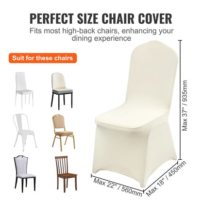 VEVOR Stretch Spandex Folding Chair Covers, Universal Fitted Chair Cover, Removable Washable Protective Slipcovers, for Wedding, Holiday, Banquet, Party, Celebration, Dining (50PCS Ivory White) - Renee Lane Company