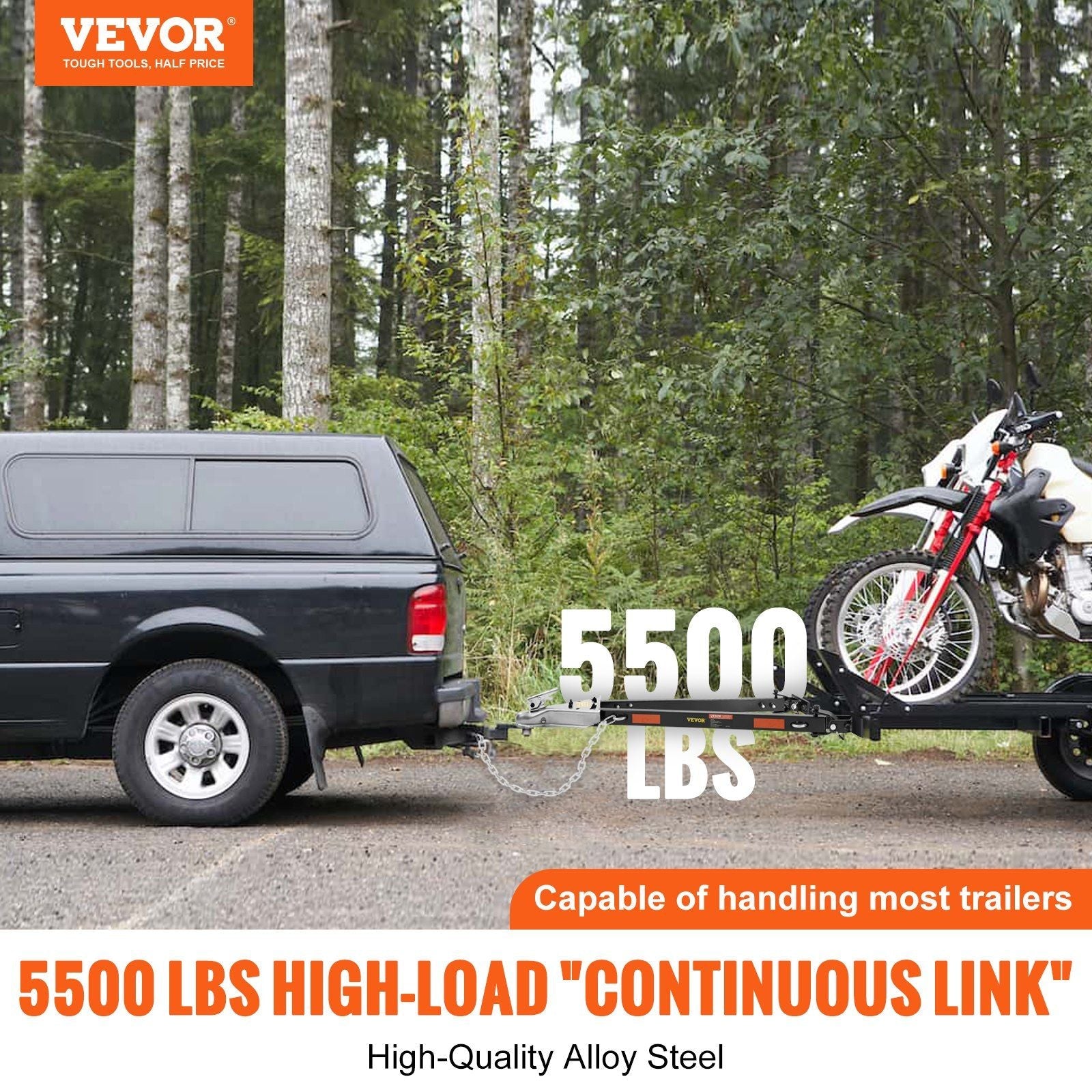 VEVOR Tow Bar, 5500 lbs Towing Capacity with Chains, Powder-Coating Alloy Steel Bumper-Mounted Universal Towing Bar, Coupler Fits 2-Inch Ball Hitch, 39.4-Inch Opening Width, for RV Car Trailer Truck - Renee Lane Company