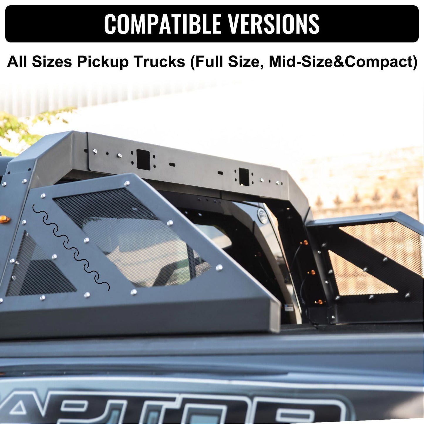 VEVOR Truck Roll Bar Chase Rack Adjustable with 6 Amber Auxiliary Side Marker Lamps, Universal Fit for Pickup Trucks - Renee Lane Company