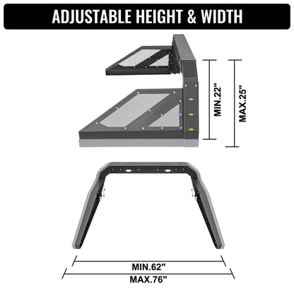 VEVOR Truck Roll Bar Chase Rack Adjustable with 6 Amber Auxiliary Side Marker Lamps, Universal Fit for Pickup Trucks - Renee Lane Company