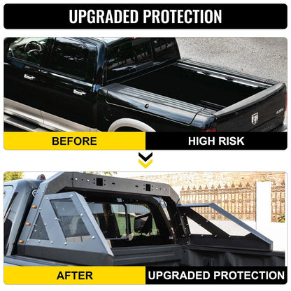 VEVOR Truck Roll Bar Chase Rack Adjustable with 6 Amber Auxiliary Side Marker Lamps, Universal Fit for Pickup Trucks - Renee Lane Company