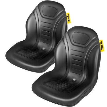 VEVOR Universal Tractor Seat Replacement 2 Pack, Compact High Back Mower Seat Pair, Black Vinyl Forklift Seat, Central Drain Hole Skid Steer Seat with Mounting Bolt Patterns - Renee Lane Company