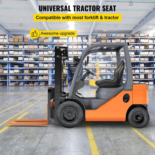 VEVOR Universal Tractor Seat Replacement 2 Pack, Compact High Back Mower Seat Pair, Black Vinyl Forklift Seat, Central Drain Hole Skid Steer Seat with Mounting Bolt Patterns - Renee Lane Company