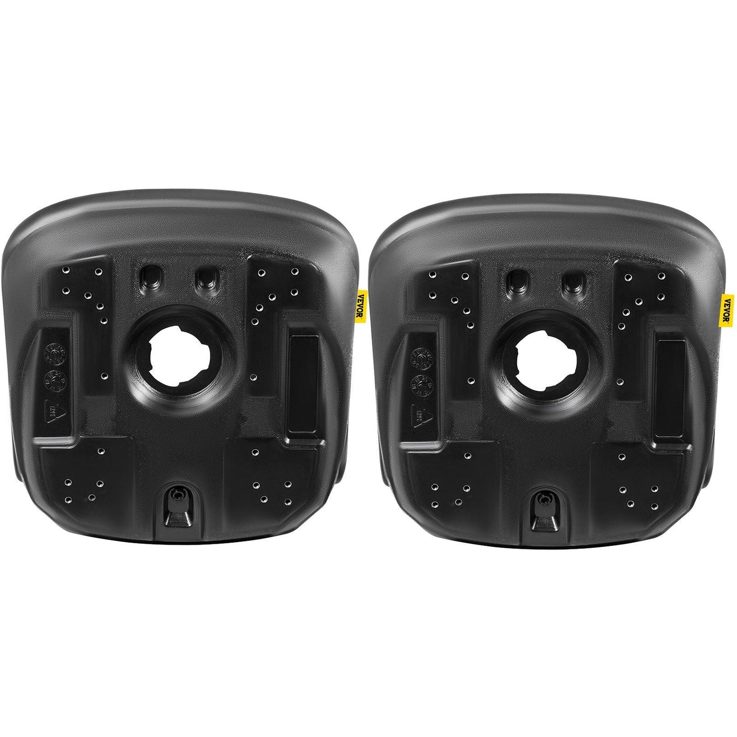VEVOR Universal Tractor Seat Replacement 2 Pack, Compact High Back Mower Seat Pair, Black Vinyl Forklift Seat, Central Drain Hole Skid Steer Seat with Mounting Bolt Patterns - Renee Lane Company