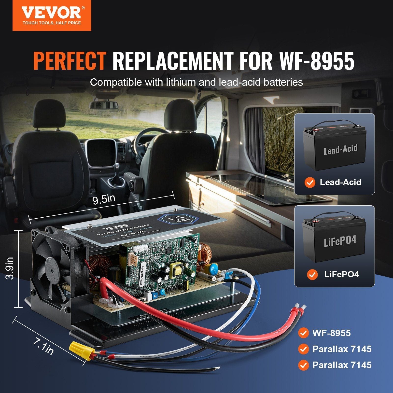 VEVOR WF-8955-AD-MBA Main Board Assembly 55 Amp RV Converter Replacement Unit - Renee Lane Company