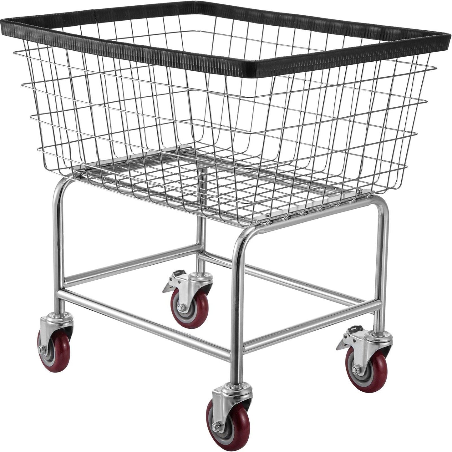 VEVOR Wire Laundry Cart, 2.5 Bushel Wire Laundry Basket with Wheels, 21''x27''x27.5'' Commercial Wire Laundry Basket Cart, Steel Frame with Chrome Finish, 4inch Casters, Wire Basket Cart For Laundry - Renee Lane Company