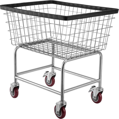 VEVOR Wire Laundry Cart, 2.5 Bushel Wire Laundry Basket with Wheels, 21''x27''x27.5'' Commercial Wire Laundry Basket Cart, Steel Frame with Chrome Finish, 4inch Casters, Wire Basket Cart For Laundry - Renee Lane Company