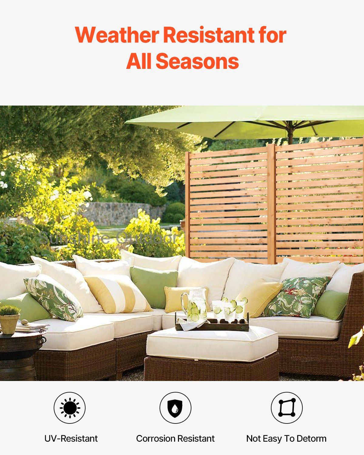 VEVOR Wooden Privacy Screen, 36" W x 76" H Outdoor Privacy Screen, Freestanding Wood Privacy Panel with Stand, Decorative Patio Privacy Screen, Outdoor Divider for Balcony Patio Lawn Garden - Renee Lane Company