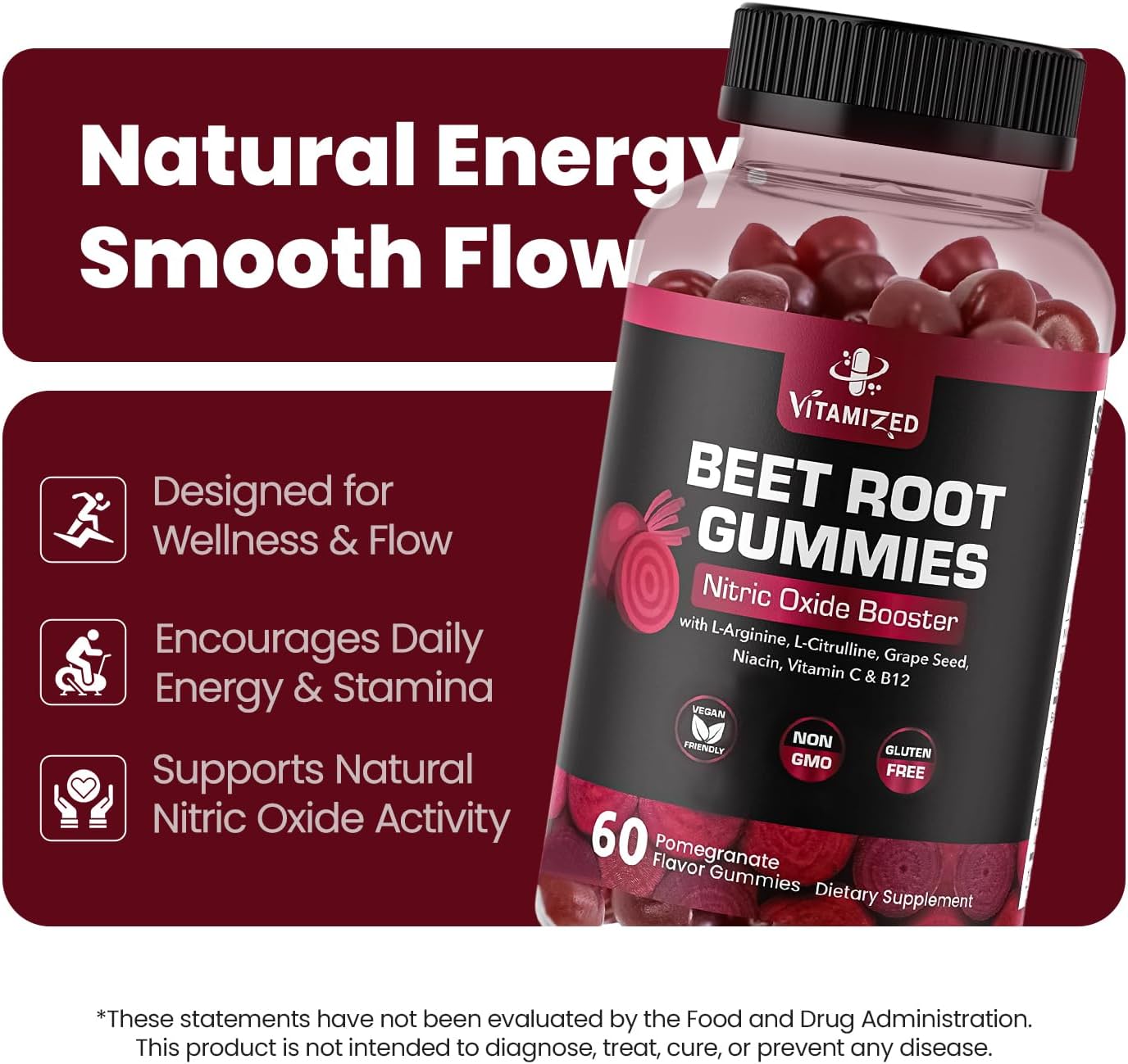 VITAMIZED Beetroot Gummies - Nitric Oxide Supplement - Renee Lane Company