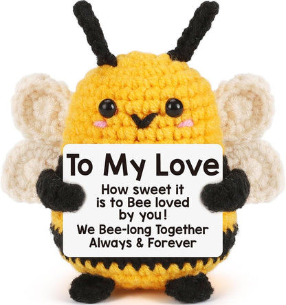 Valentines Day Romantic I Love You Gifts for Him Her, to My Love Boyfriend Girlfriend Husband Wife Mothers Day Birthday Gifts for Couples Wedding Anniversary Cute Handmade Crochet Bee - Renee Lane Company