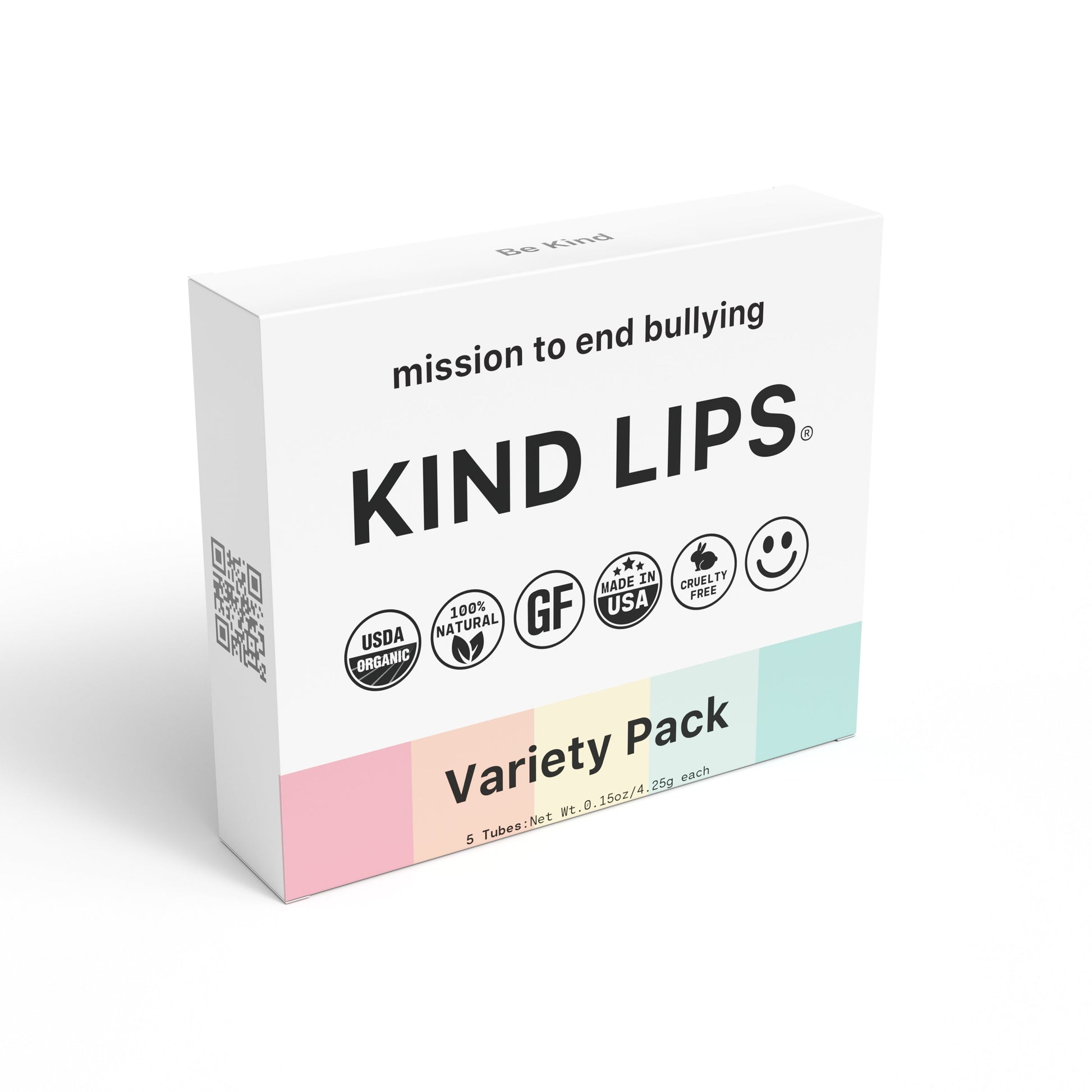 Kind Lips Variety 5 pack box, mission to end bullying, 5 tubes