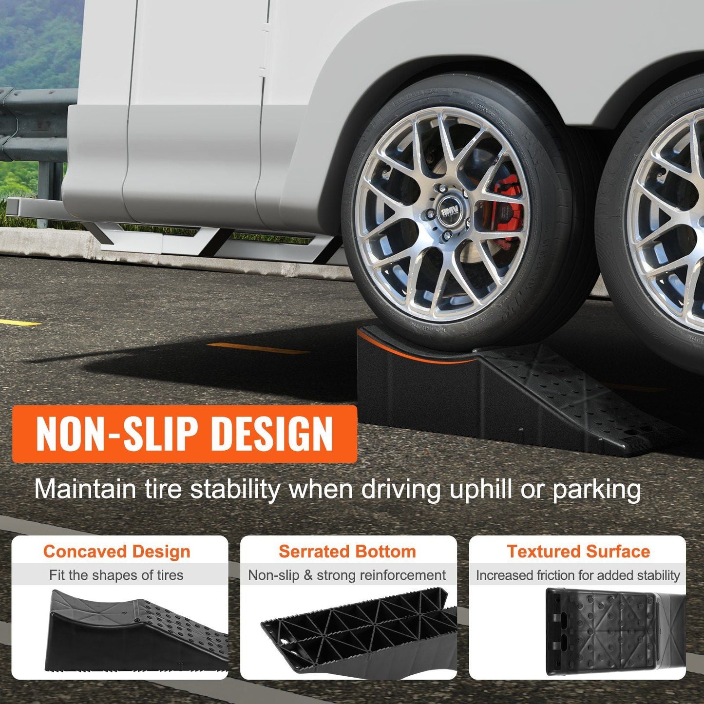 Vehicle Ramp, Single Unit Auto Service Ramp, 20000 lbs/9 ton Load Limit, 5.5" Elevation Auto Ramp, Robust Tire Ramp for Routine Car Care and Vehicle Upkeep - Renee Lane Company