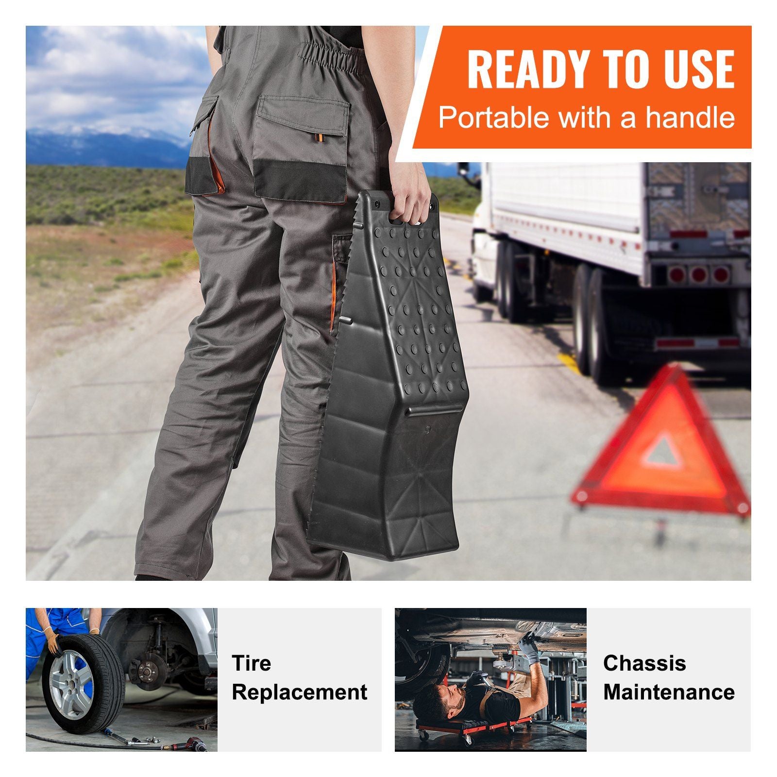 Vehicle Ramp, Single Unit Auto Service Ramp, 20000 lbs/9 ton Load Limit, 5.5" Elevation Auto Ramp, Robust Tire Ramp for Routine Car Care and Vehicle Upkeep - Renee Lane Company