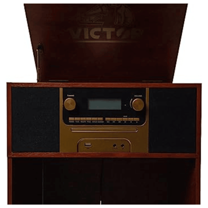 Victor Boyleston 7-in-1 3-Speed Turntable Music Center with Album Storage - Renee Lane Company