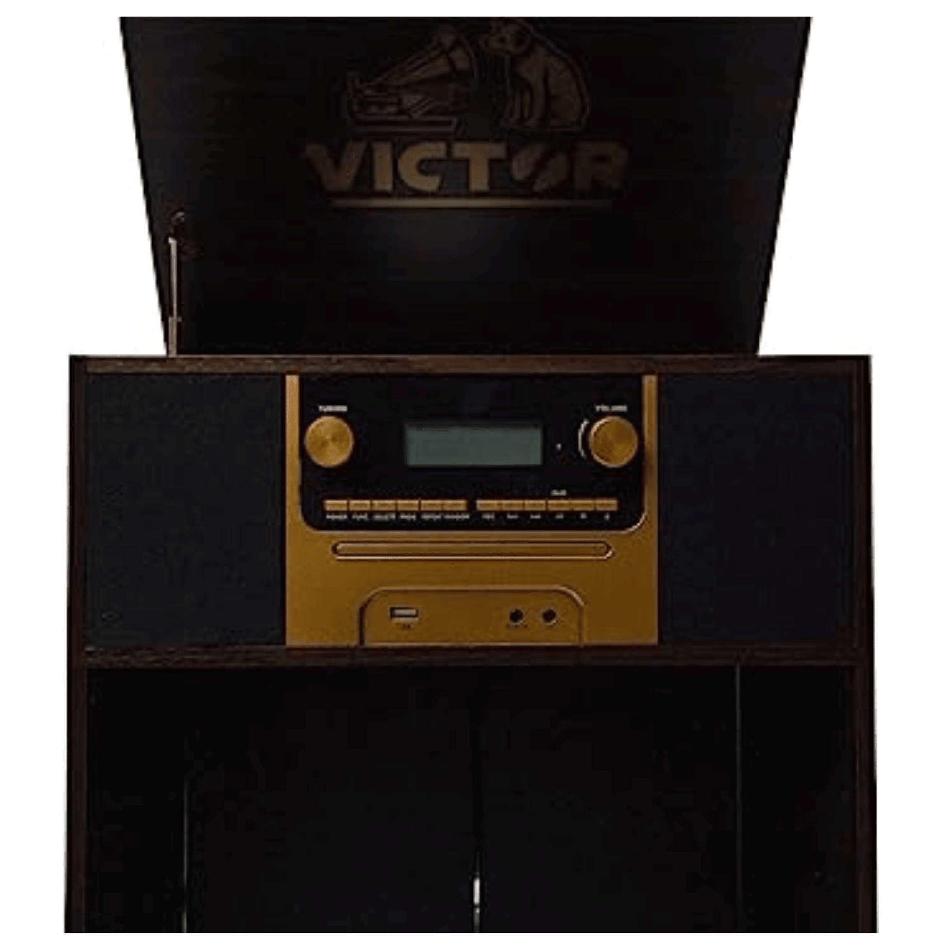 Victor Boyleston 7-in-1 3-Speed Turntable Music Center with Album Storage - Renee Lane Company