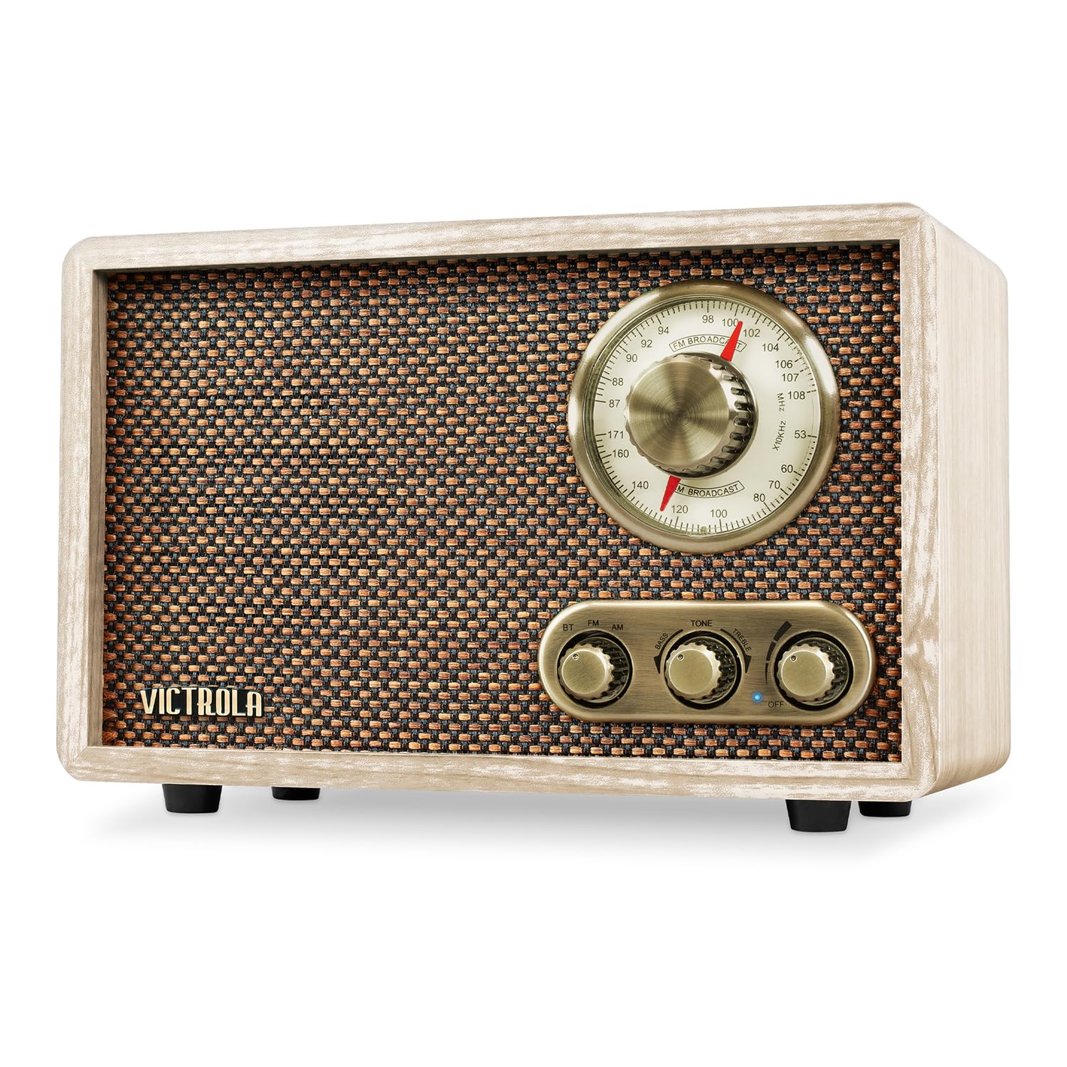 Victrola Retro Wood Bluetooth Radio with Built-in Speakers Elegant & Vintage Design Rotary AM/FM Tuning Dial Wireless Streaming Natural - Renee Lane Company