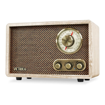 Victrola Retro Wood Bluetooth Radio with Built-in Speakers Elegant & Vintage Design Rotary AM/FM Tuning Dial Wireless Streaming Natural - Renee Lane Company