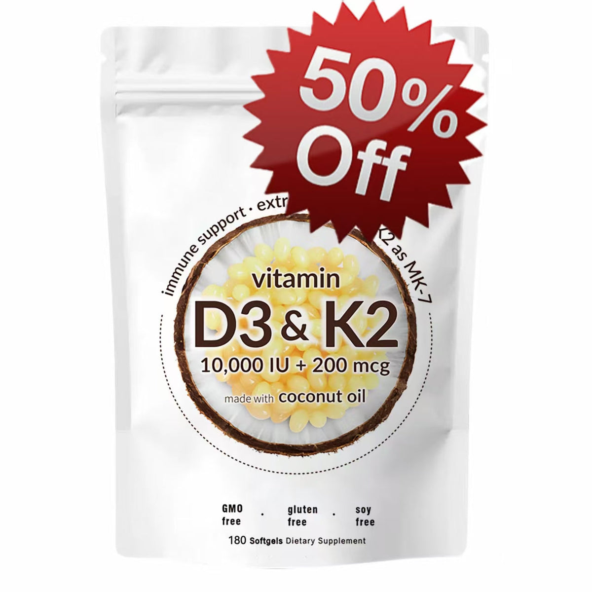 Vitamin D3 K2 Supplement Softgels - Renee Lane Company